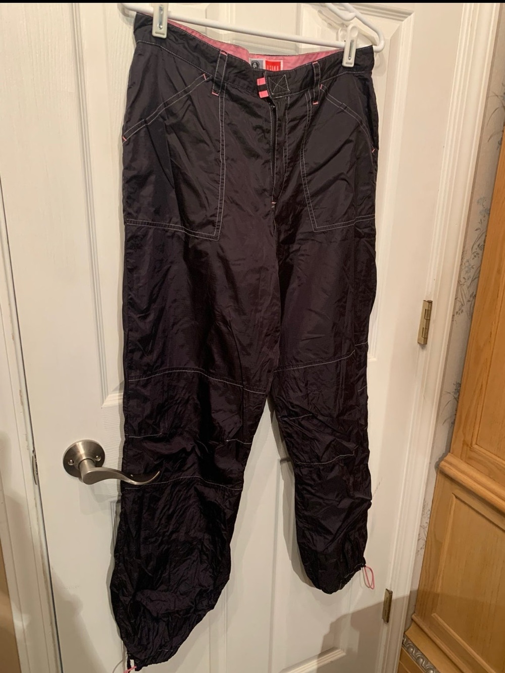 Arizona Jean Company Black Jogger Pants with Pink Waist Trim